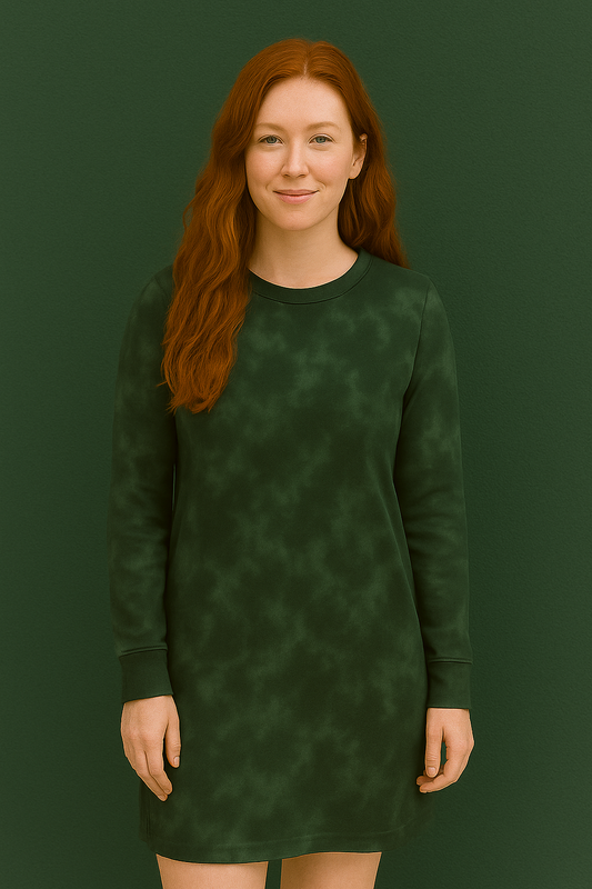 Girls wearing a green tie dye dress