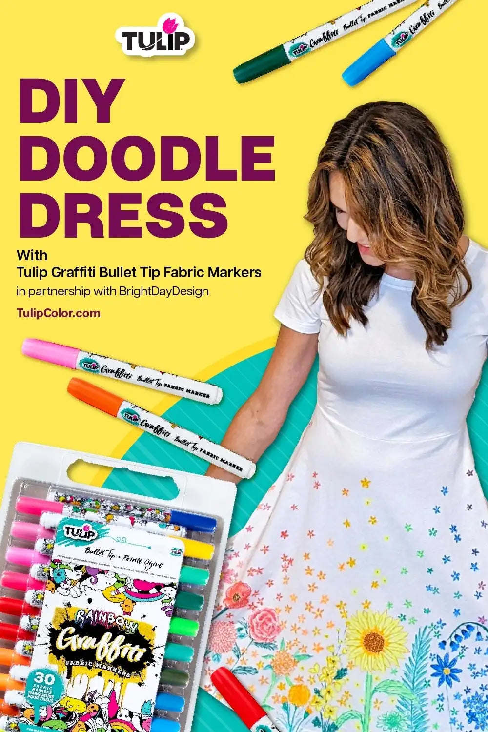 How To Design A DIY Dress With Fabric Marker Doodles