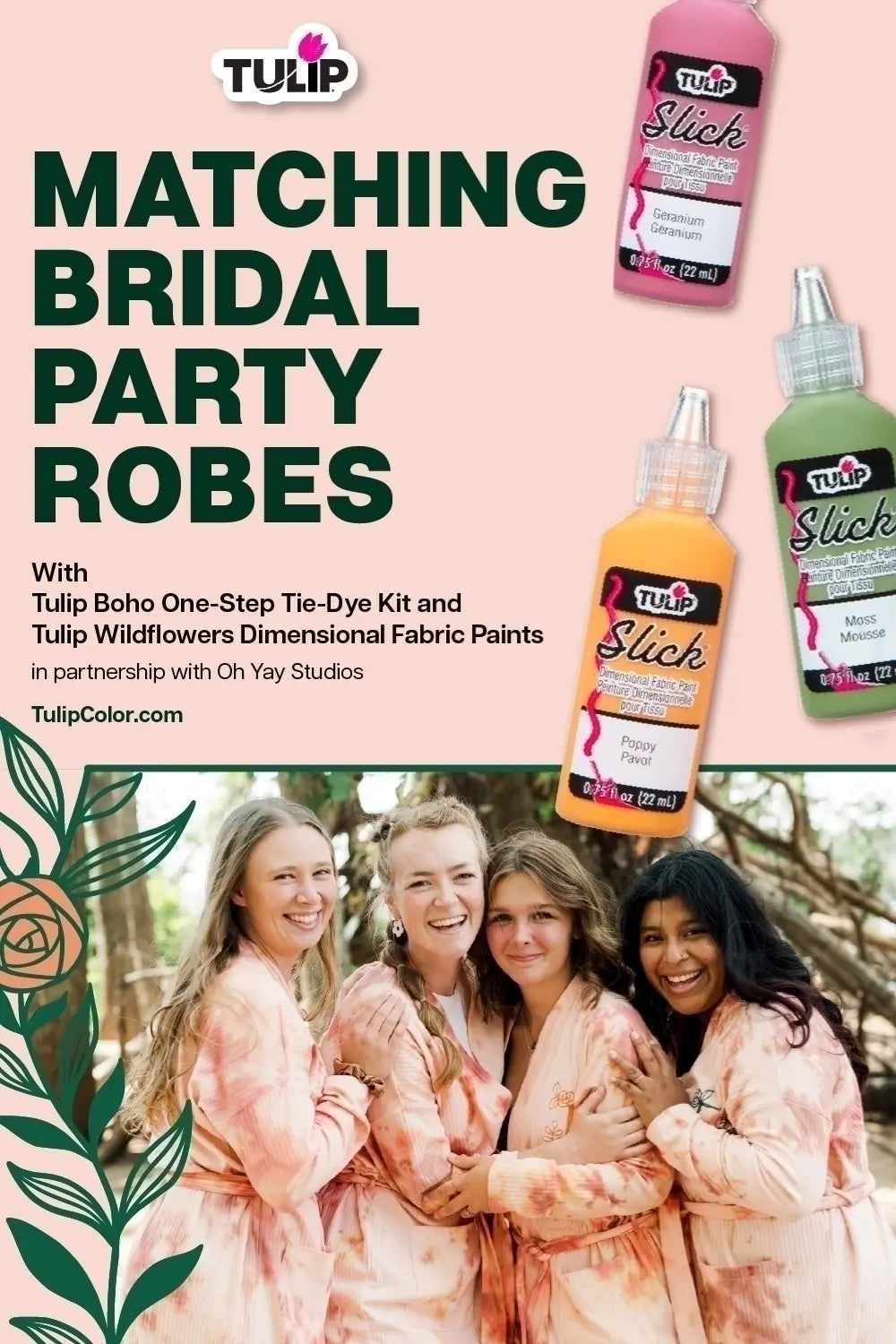 Matching Bridal Party Robes with Tie Dye
