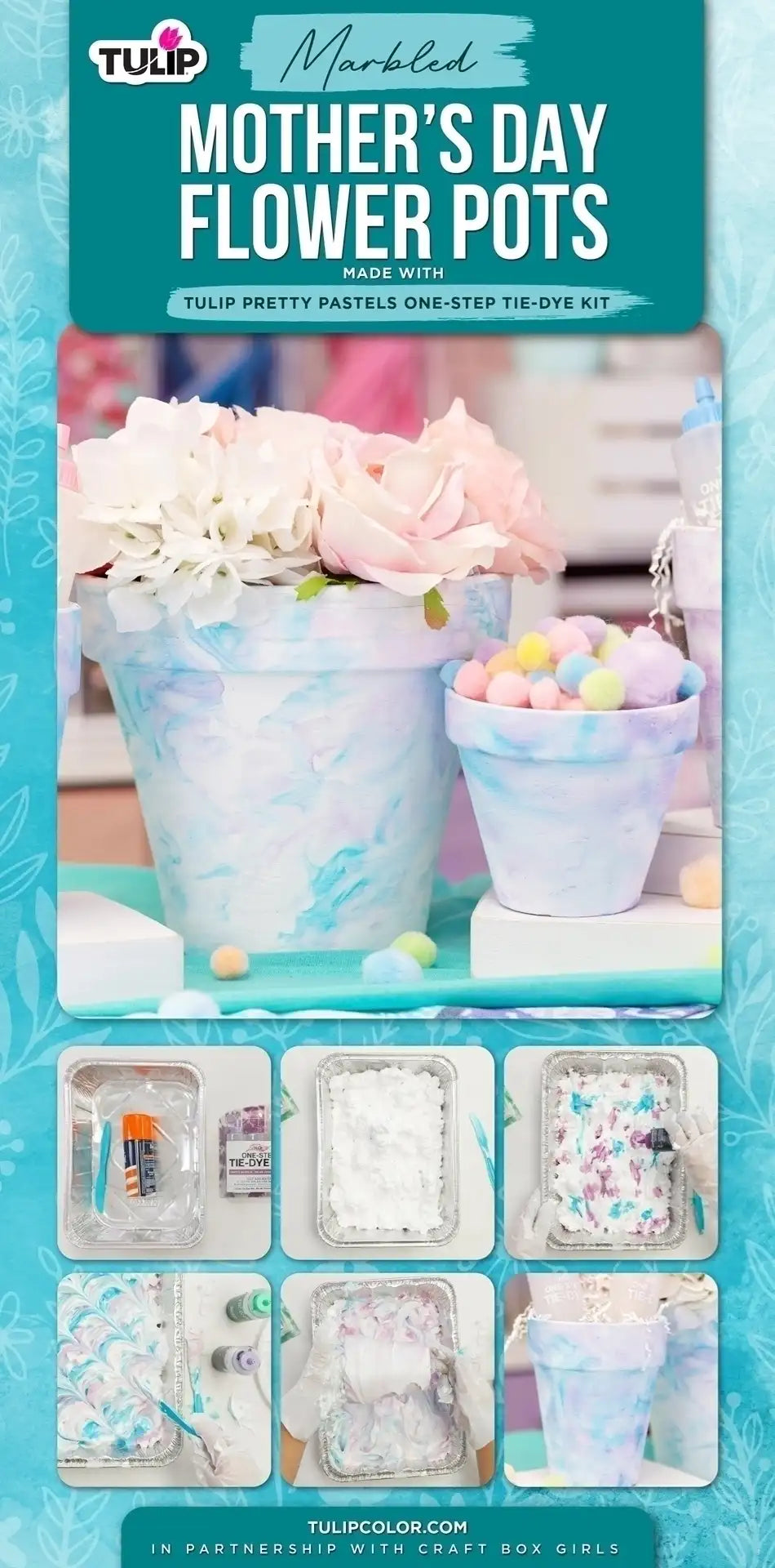 Mother’s Day Crafts: Marbled Tie-Dye Flower Pots