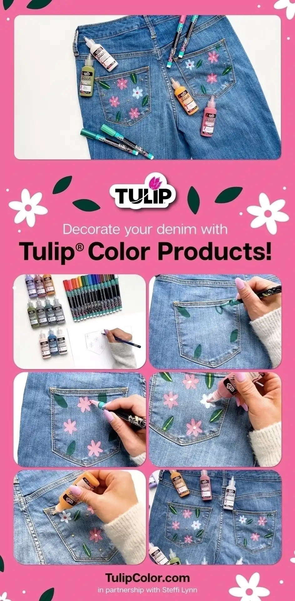 Painted Denim Clothing Upcycle Idea – Tulip Color Crafts