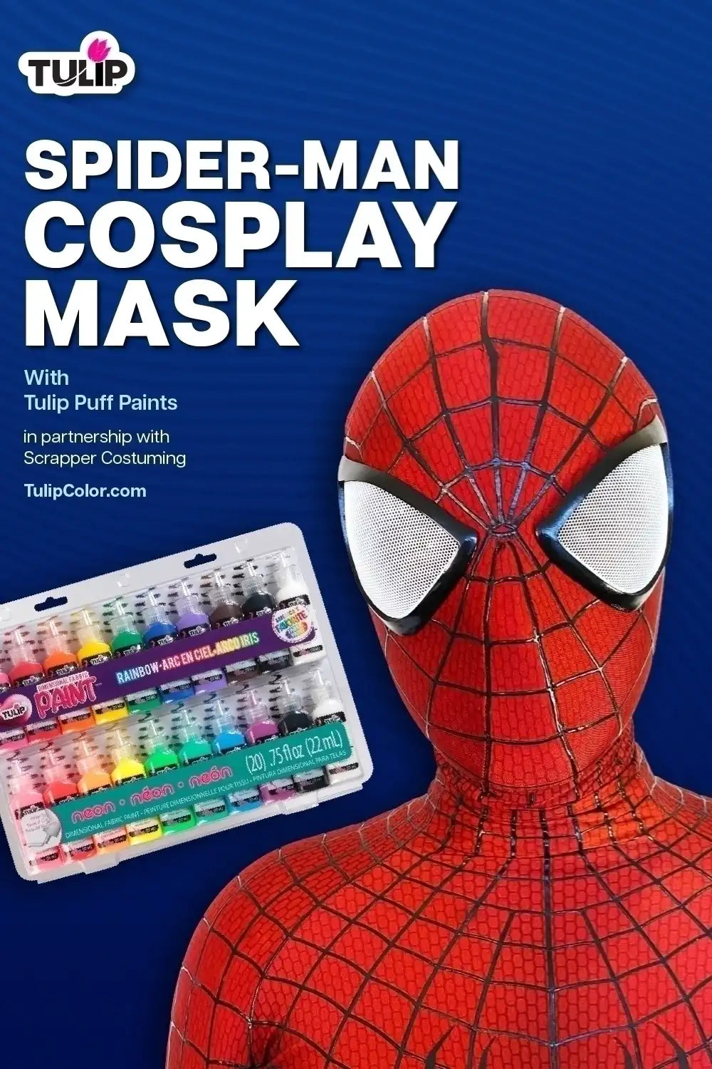 Raised Webbing Spider-Man Cosplay Mask with Puff Paint