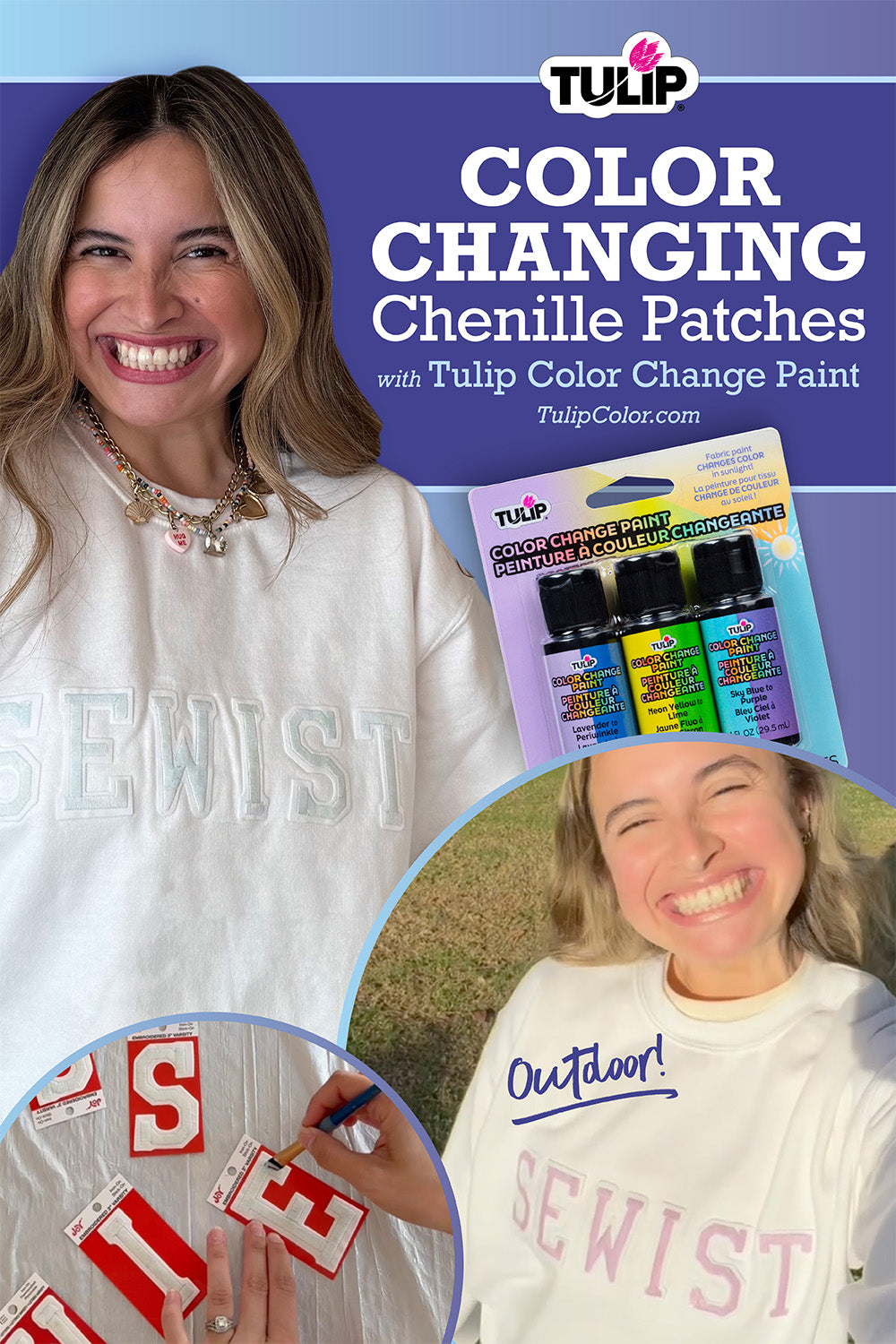 Color changing chenille patches with Tulip Color Change Paint