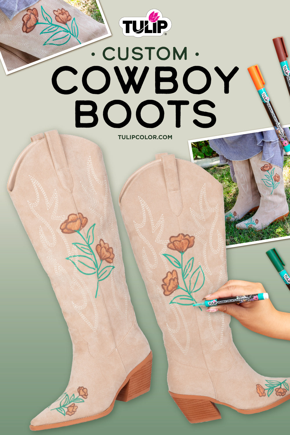 Custom Cowboy Boots with Tulip Fabric Paint Markers