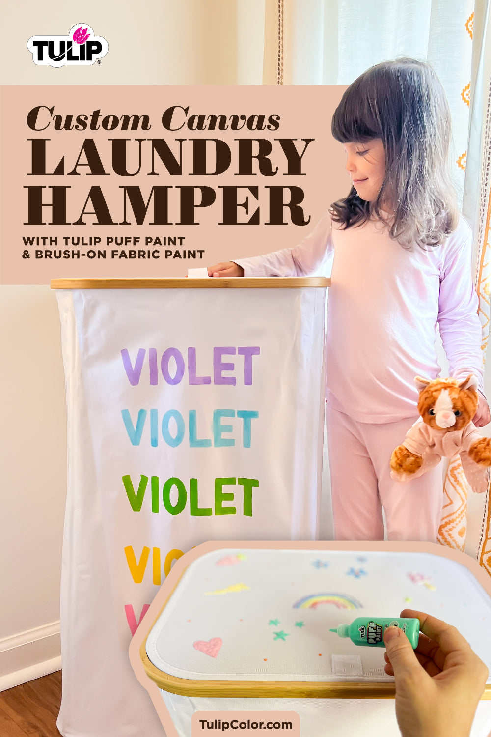 Custom Canvas Laundry Hamper for Kids with Fabric Paint – Tulip Color ...