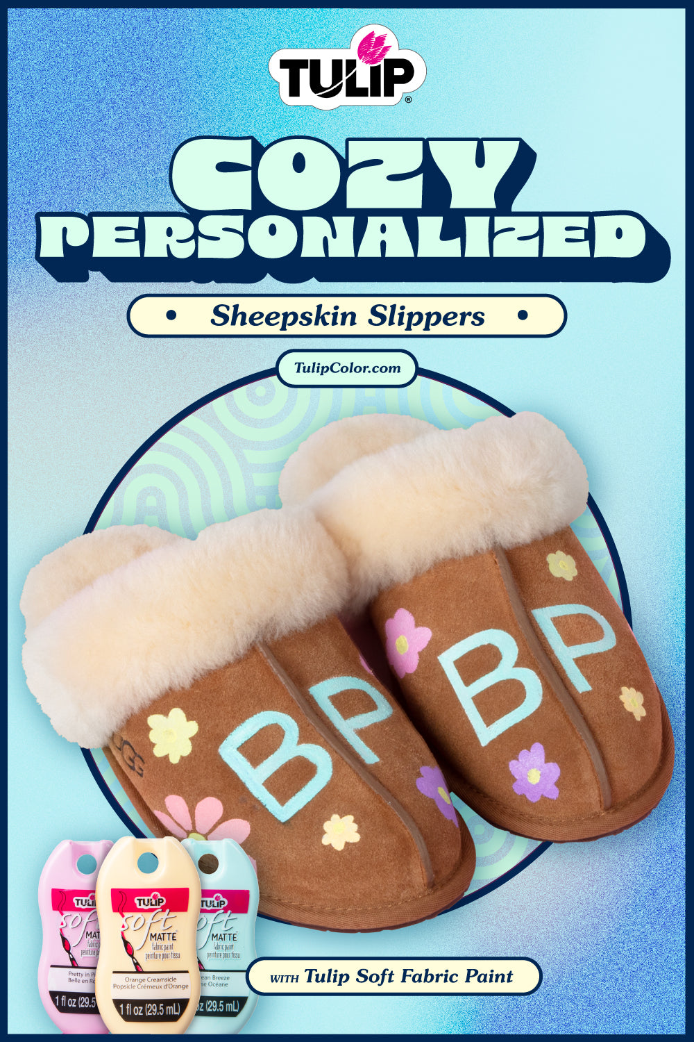 Cozy Personalized Sheepskin Slippers with Tulip Soft Fabric Paint