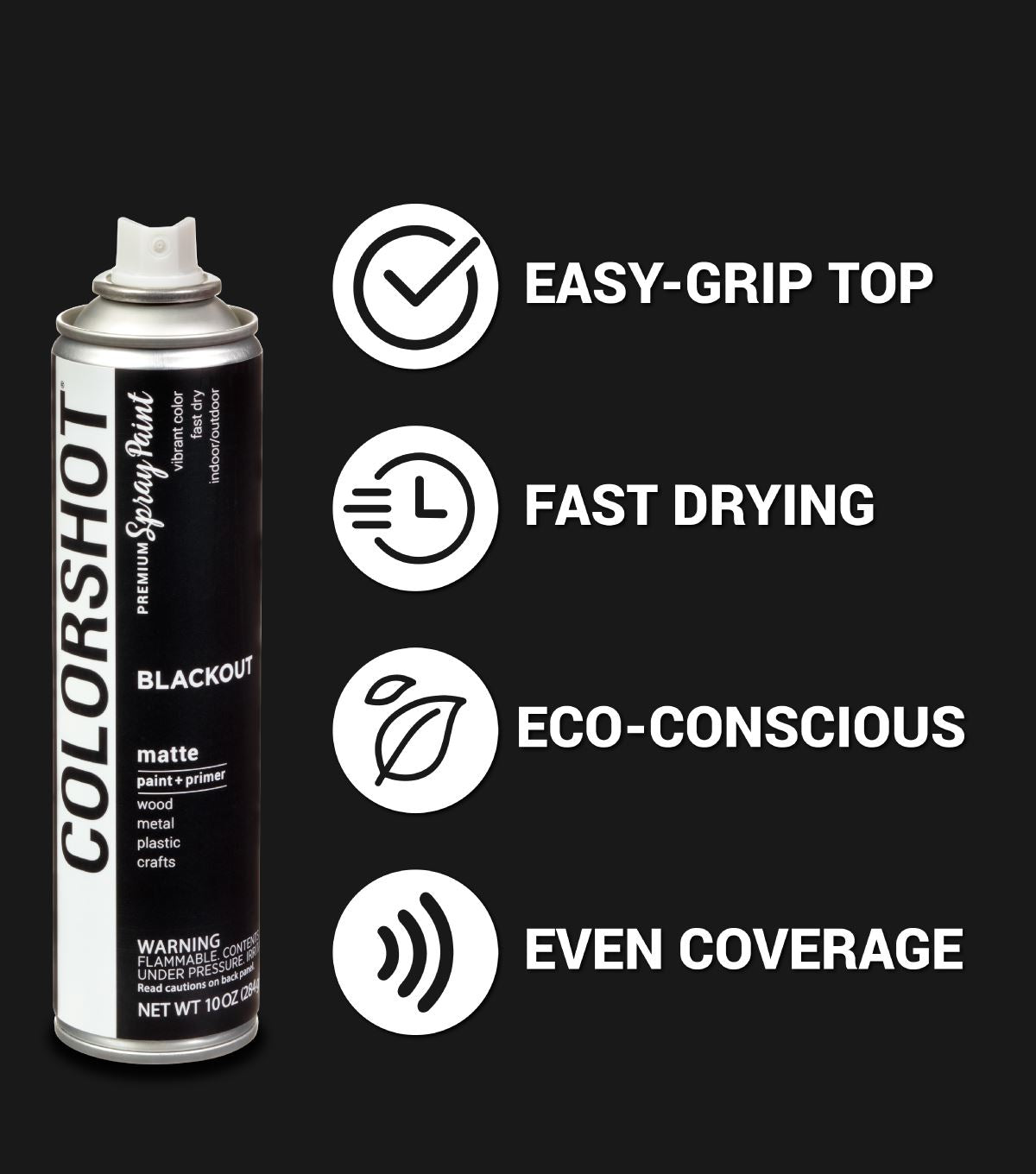 Picture of 48302 COLORSHOT Matte Spray Paint Blackout (Black) 10 oz.