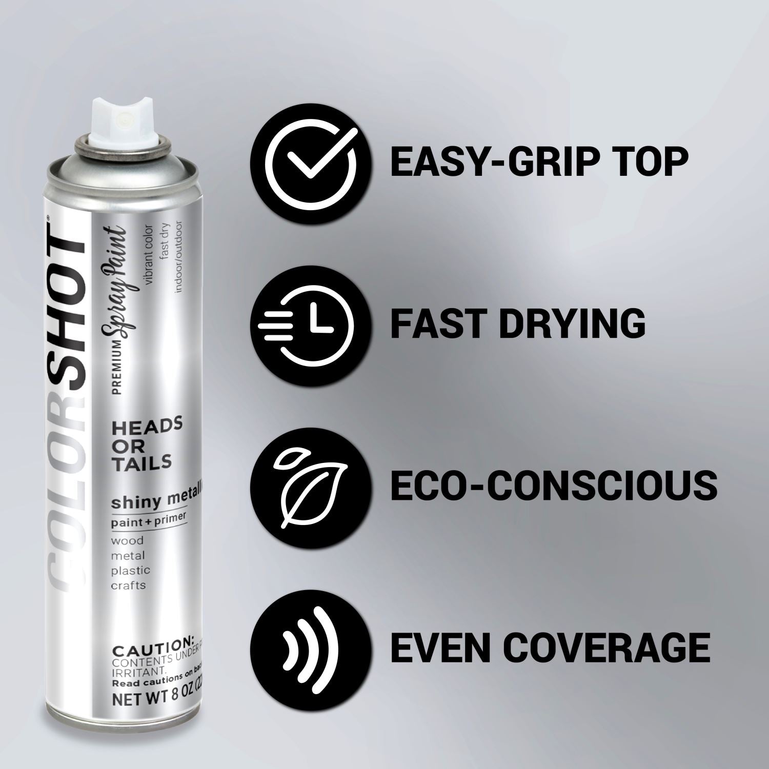 Picture of 47011 COLORSHOT Metallic Spray Paint Heads or Tails (Silver) 8 oz.