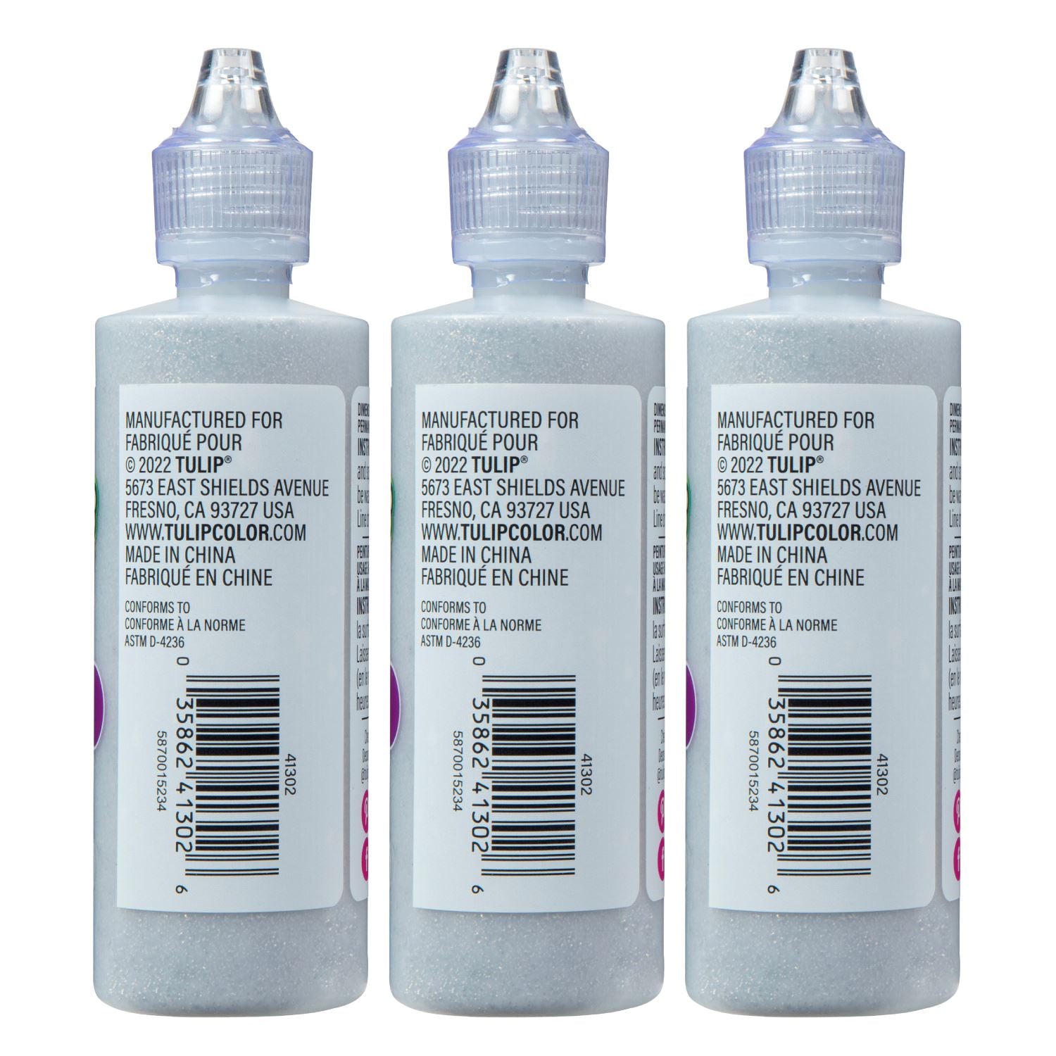 Picture of 37566 Tulip Dimensional Fabric Paint Glitter Silver 4 fl. oz. 3 Pack