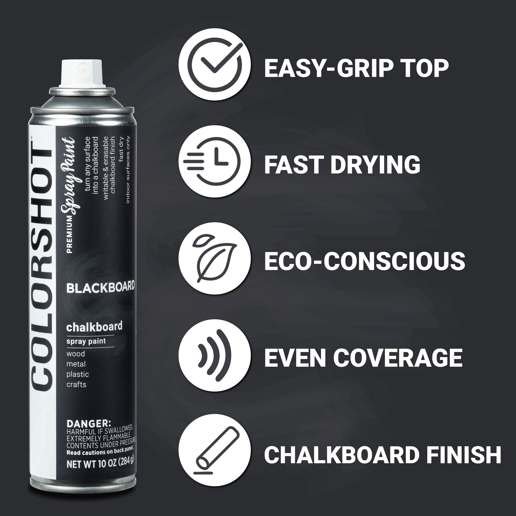 Picture of 47016 COLORSHOT Chalkboard Spray Paint Blackboard (Black) 10 oz.