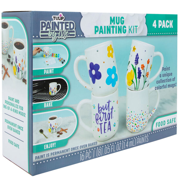 Tulip Painted by Me, at Home Paint and Bake Kit - 4 Ceramic Mug Set, Family Activity or Paint Night, Includes Everything You Need