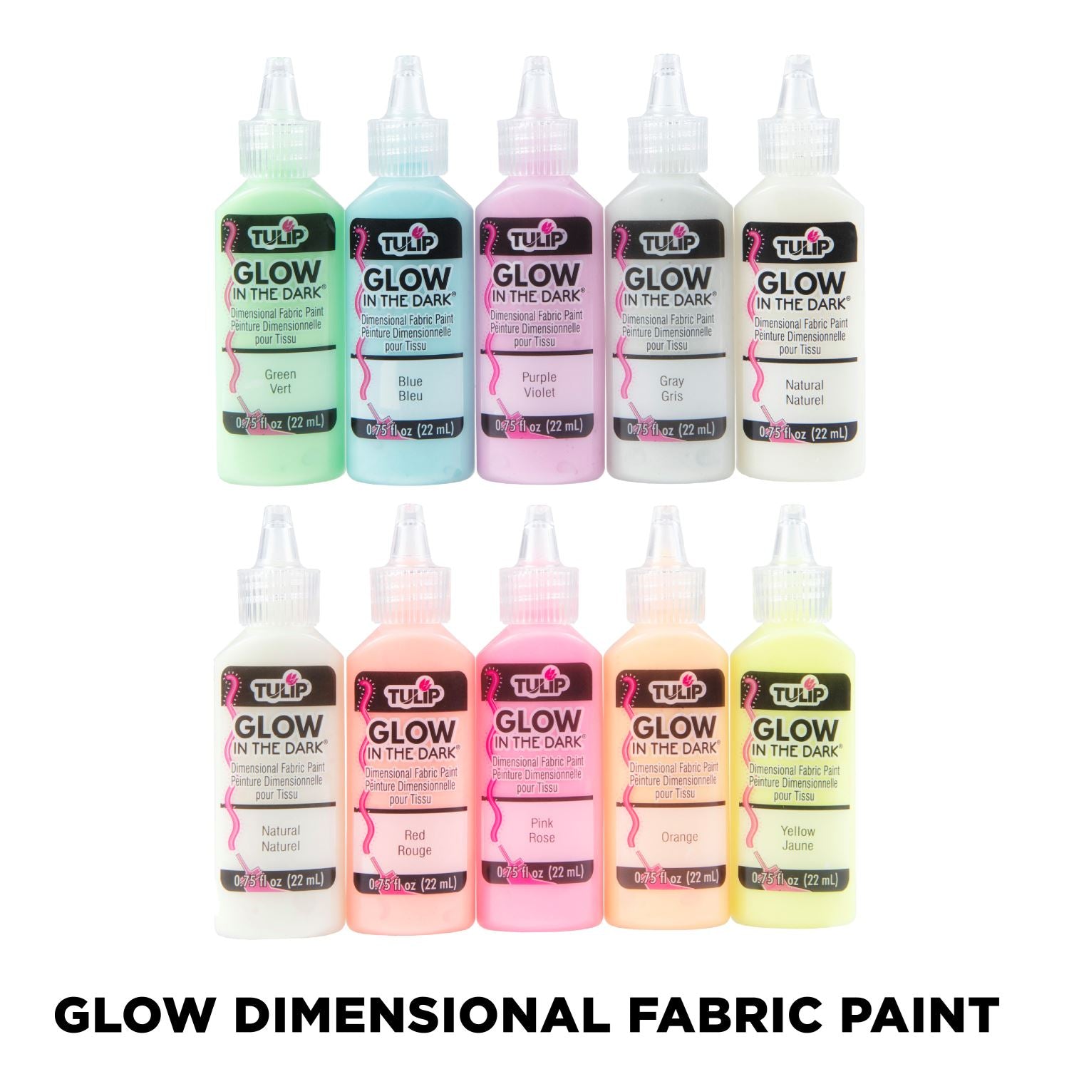TULIP 17581 Dimensional Metallic Fabric Paint, 6-Pack (Glow)