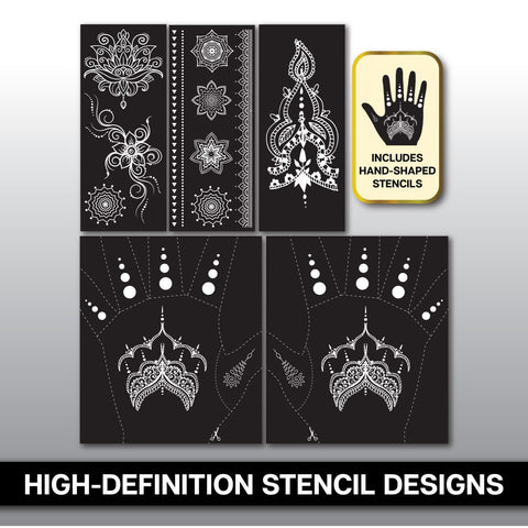 46585 Body Art Ultimate Henna Color Metallic Tattoo Kit  Stencil Designs