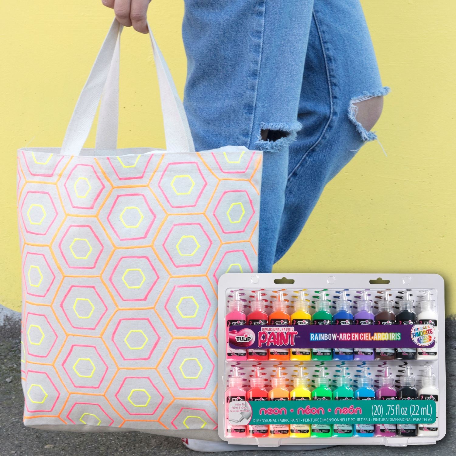 Tulip 20 Pack Dimensional Fabric Paint Rainbow & Neon
