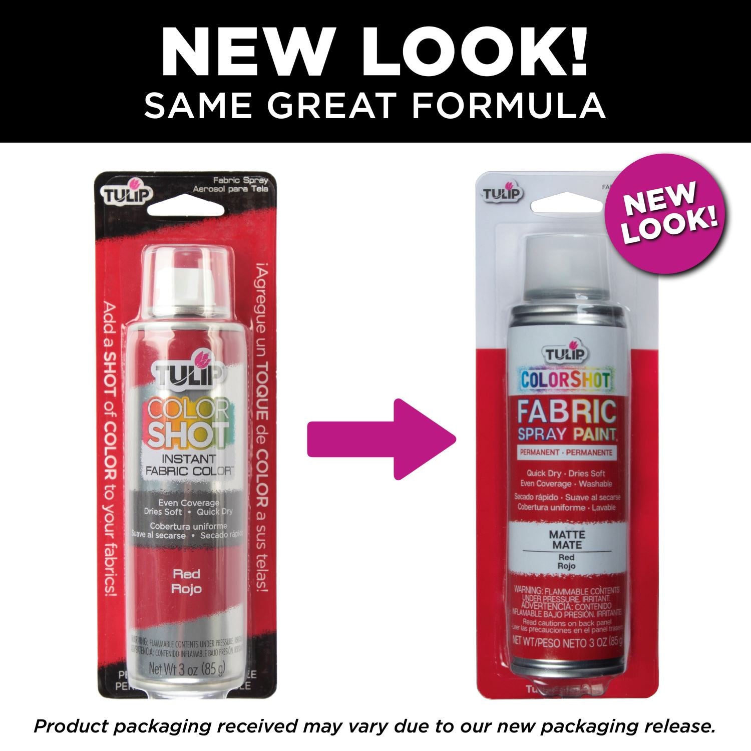new look! same great formula. RED