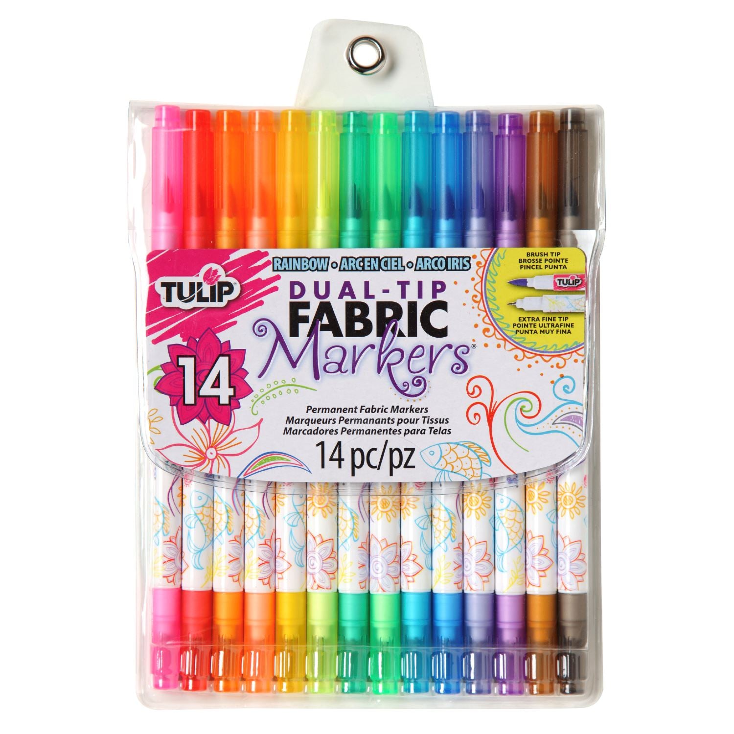 Tulip Dual-Tip Fabric Markers Rainbow 14 Pack - 1