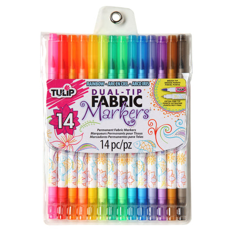 Tulip Dual-Tip Fabric Markers Rainbow 14 Pack