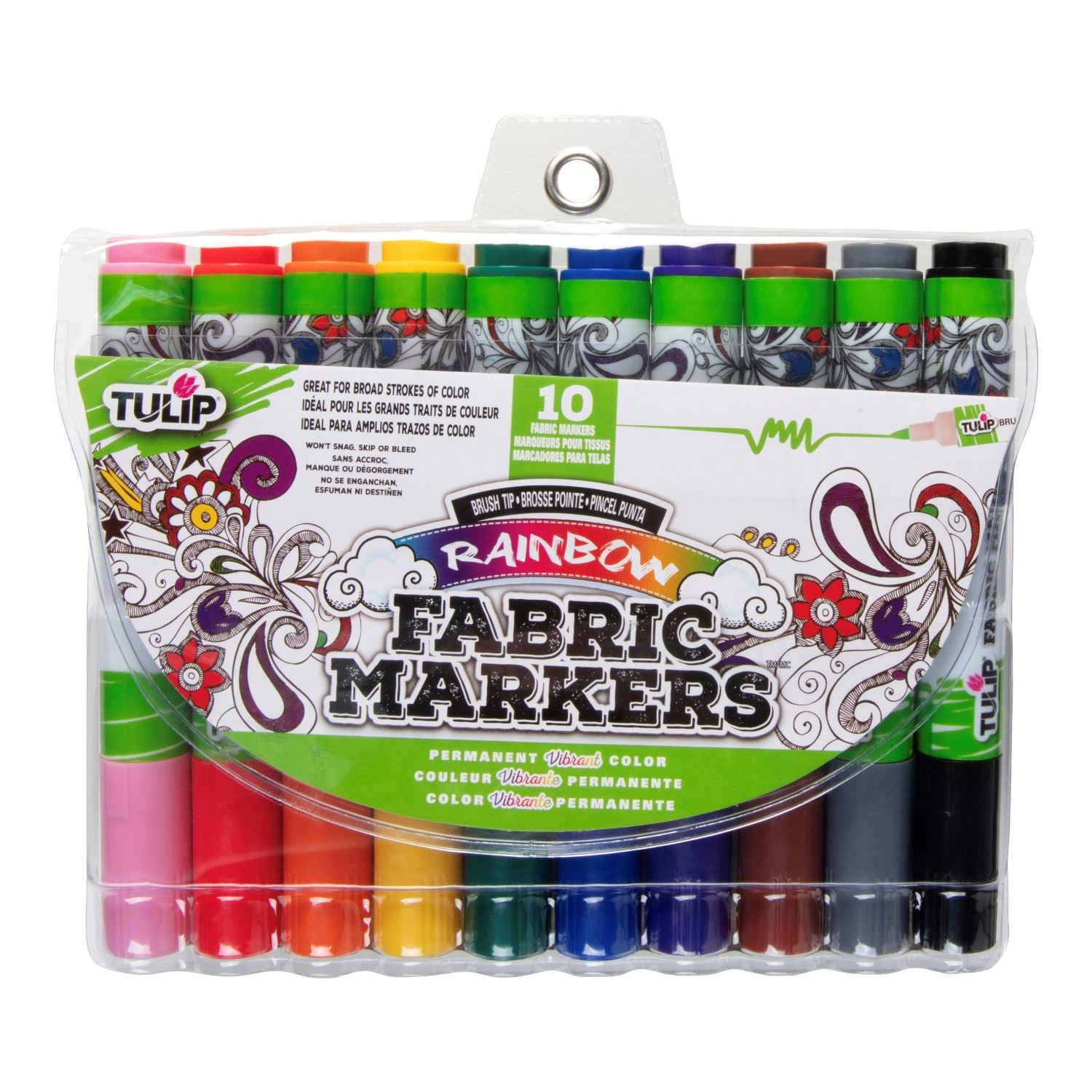 Tulip Brush-Tip Fabric Markers Rainbow 10 Pack - 1