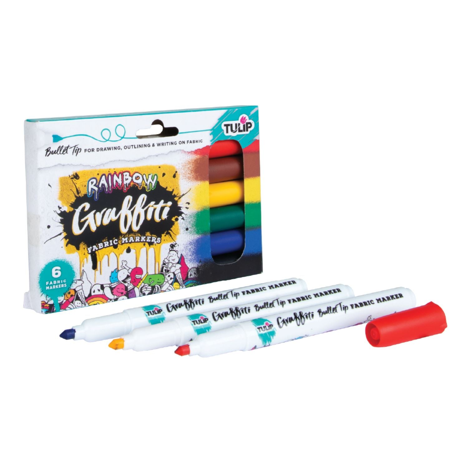 Tulip Graffiti Bullet-Tip Fabric Markers Rainbow 6 Pack - 1