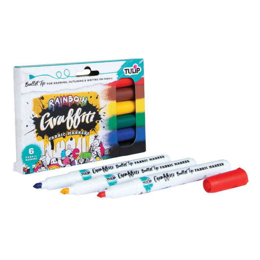 Picture of 37314 Graffiti Bullet Tip Rainbow Fabric Markers 6 Pack