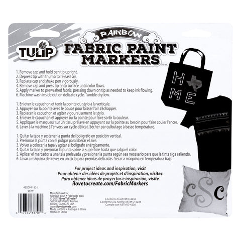 I Love To Create Tulip Fabric Markers Variety Pack 5/Pkg-Black