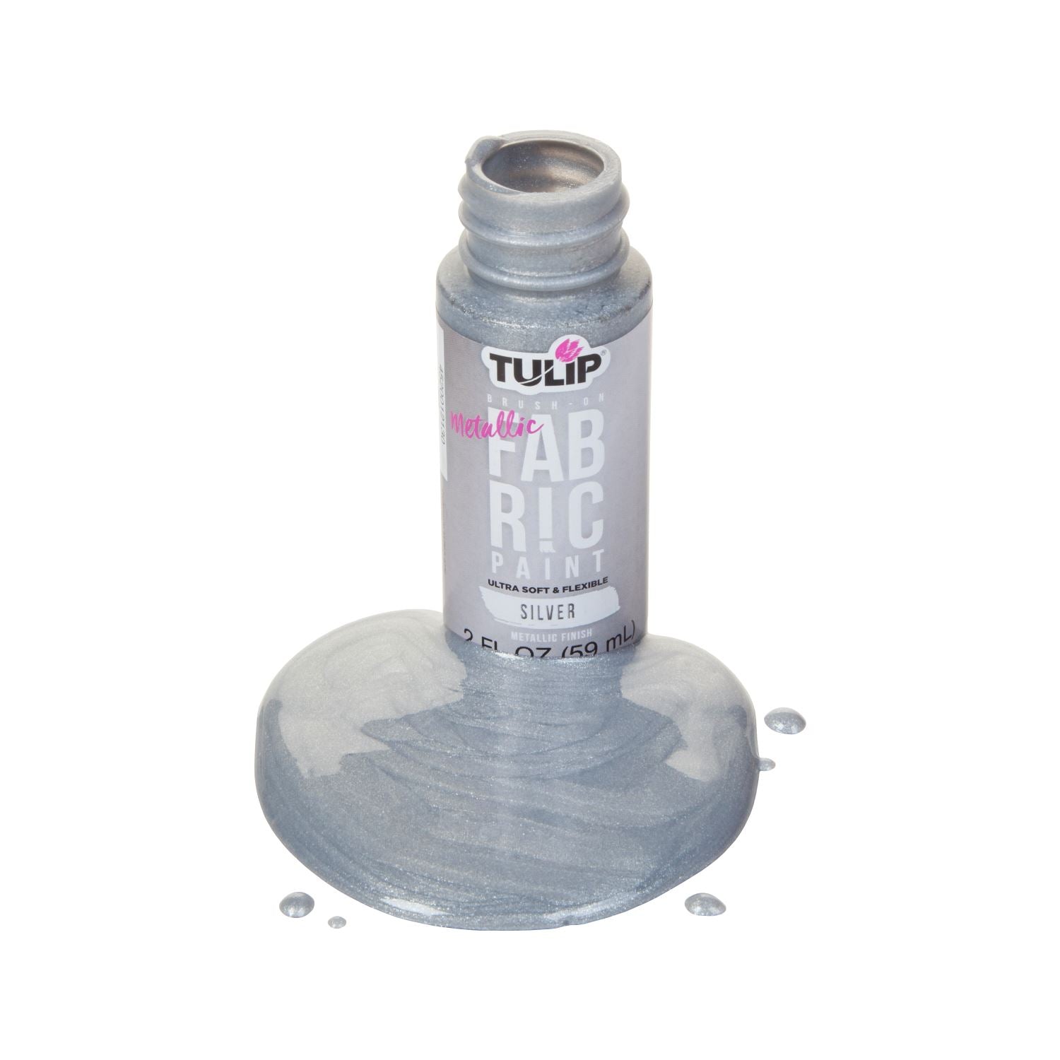 Tulip Brush-On Fabric Paint Silver Metallic  2 fl. oz. - 2