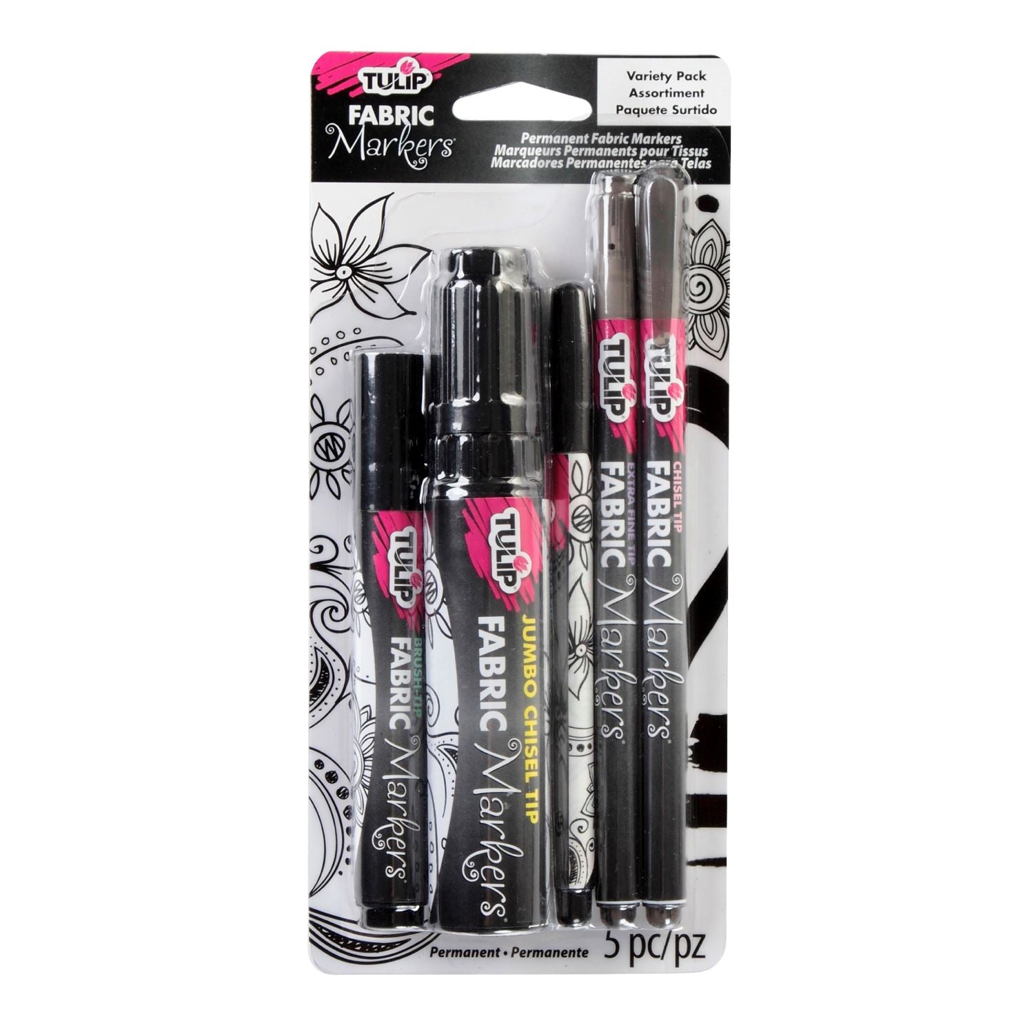 Picture of 33702 Tulip Fabric Markers Black Variety 5 Pack