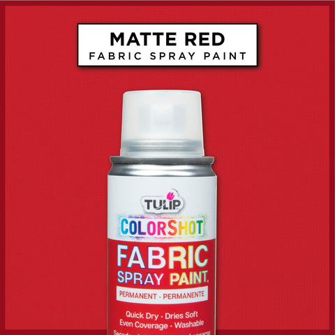 matte red fabric spray paint. permanent.