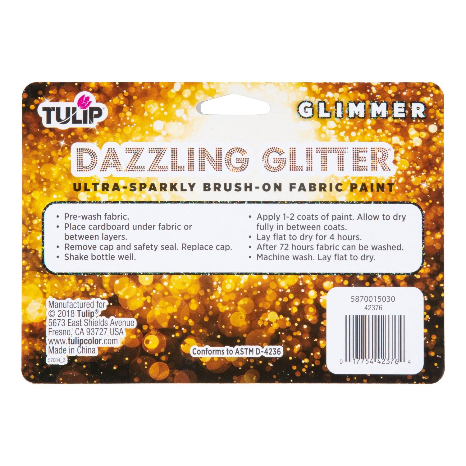 Picture of 42376 Tulip Dazzling Glitter Ultra-Sparkly Brush-On Fabric Paint Glimmer 5 Pack