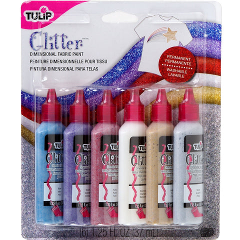 Tulip Dimensional Fabric Paint Glitter 4 fl oz Silver 3 Pack