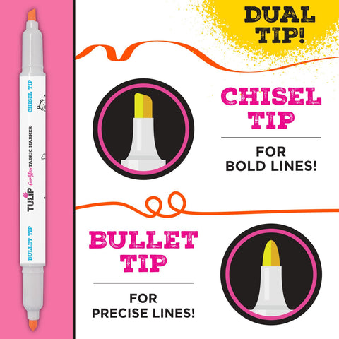 Tulip Graffiti Dual-Tip Fabric Markers Neon 6 Pack