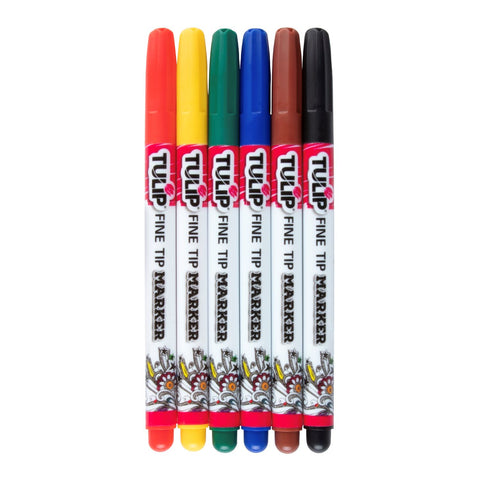 Tulip Fine-Tip Primary Fabric Markers 6 Pack
