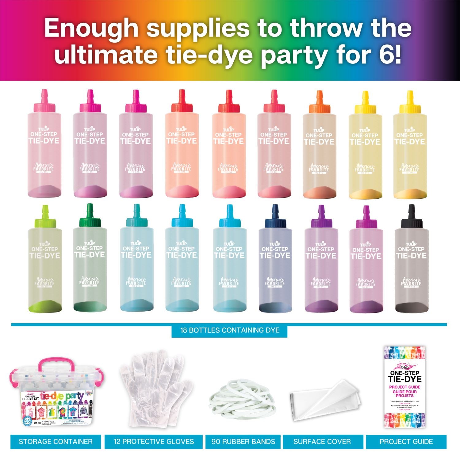 Tulip One-Step Tie Dye Ultimate Summer Bundle, Classroom Pack, Tie Dye  Party Supplies, Durable Results - Includes 30 Bottles, Comes with Easy