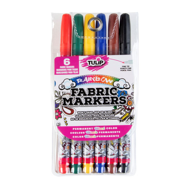 Tulip Fine-Tip Primary Fabric Markers 6 Pack – Tulip Color Crafts