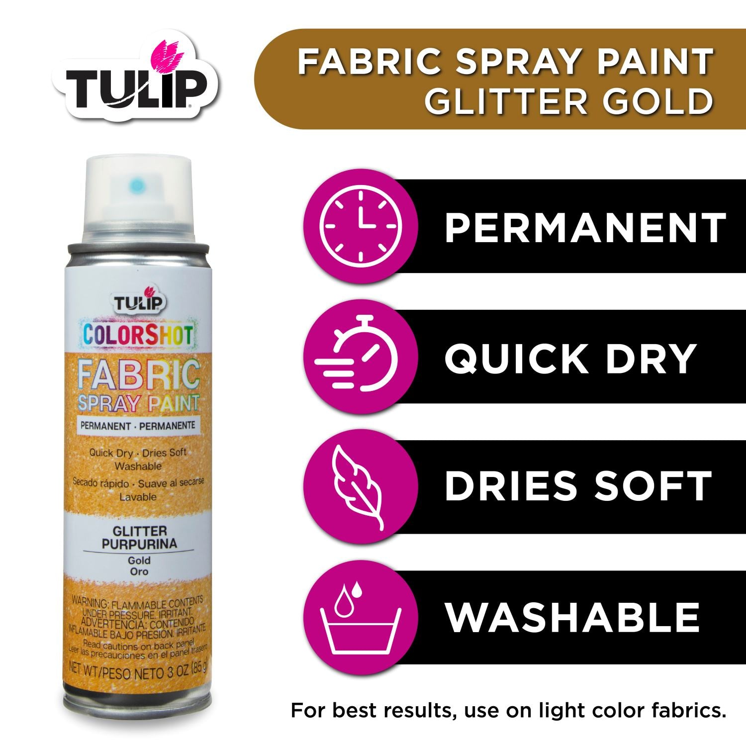 Tulip Color Shot Instant Fabric Color Spray 3oz Gold Glitter