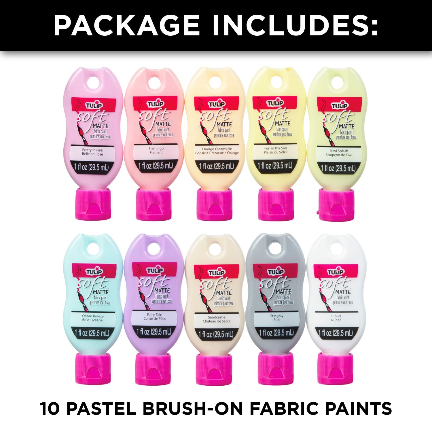 Tulip Brush-On Fabric Paint Pastels 1 fl. oz. 10 Pack - 2