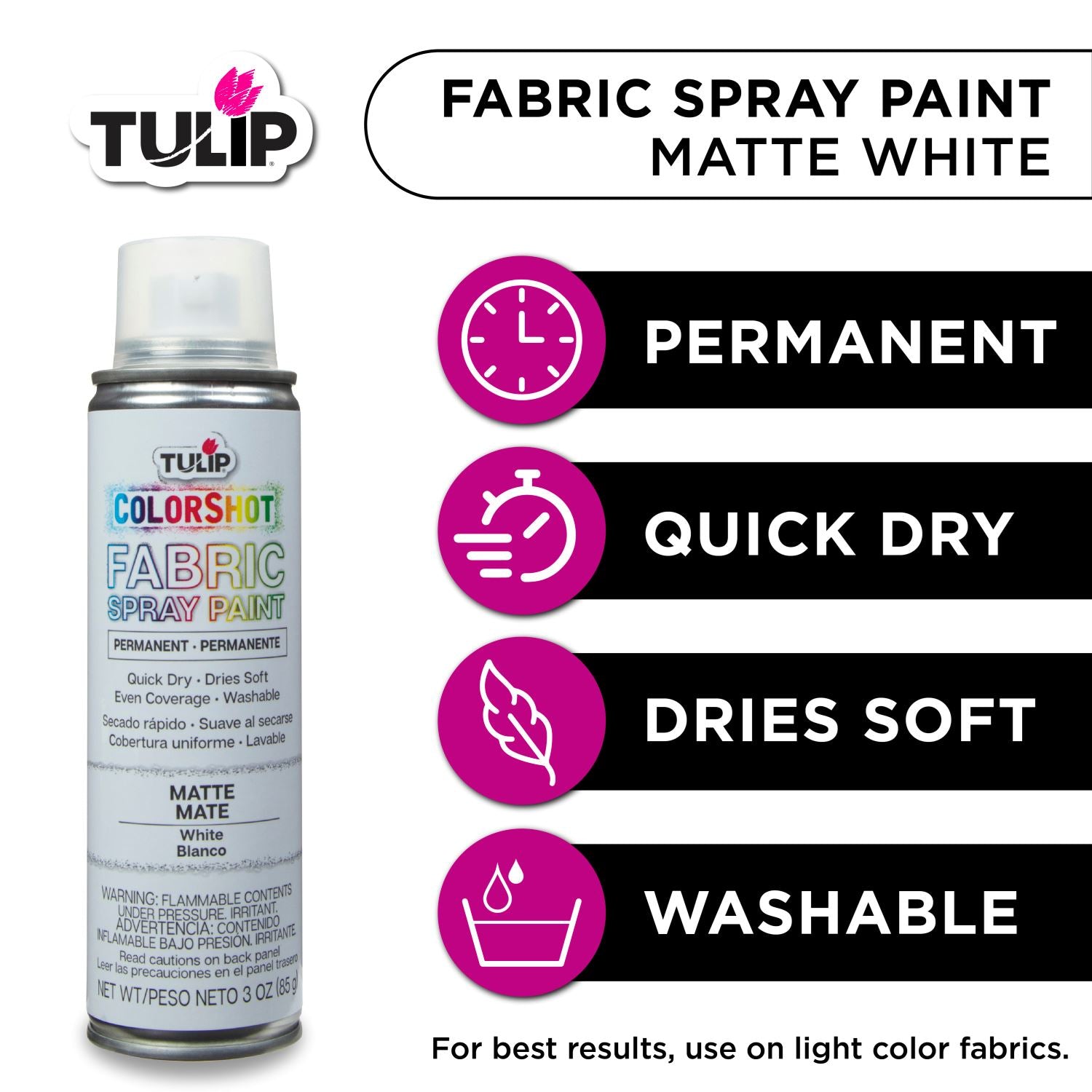 Tulip Color Shot Instant Fabric Color Spray, 3 oz - White