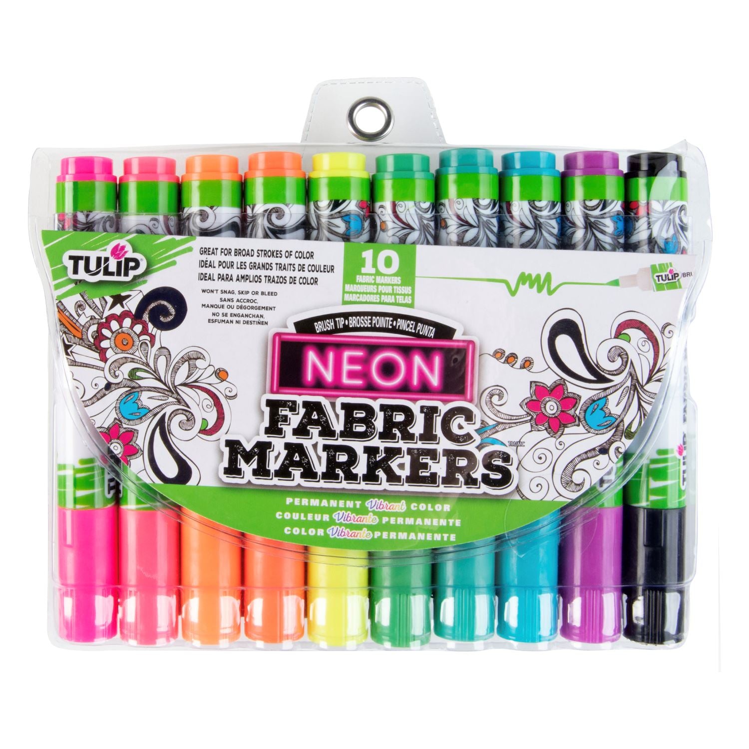 Tulip Brush-Tip Fabric Markers Neon 10 Pack - 1