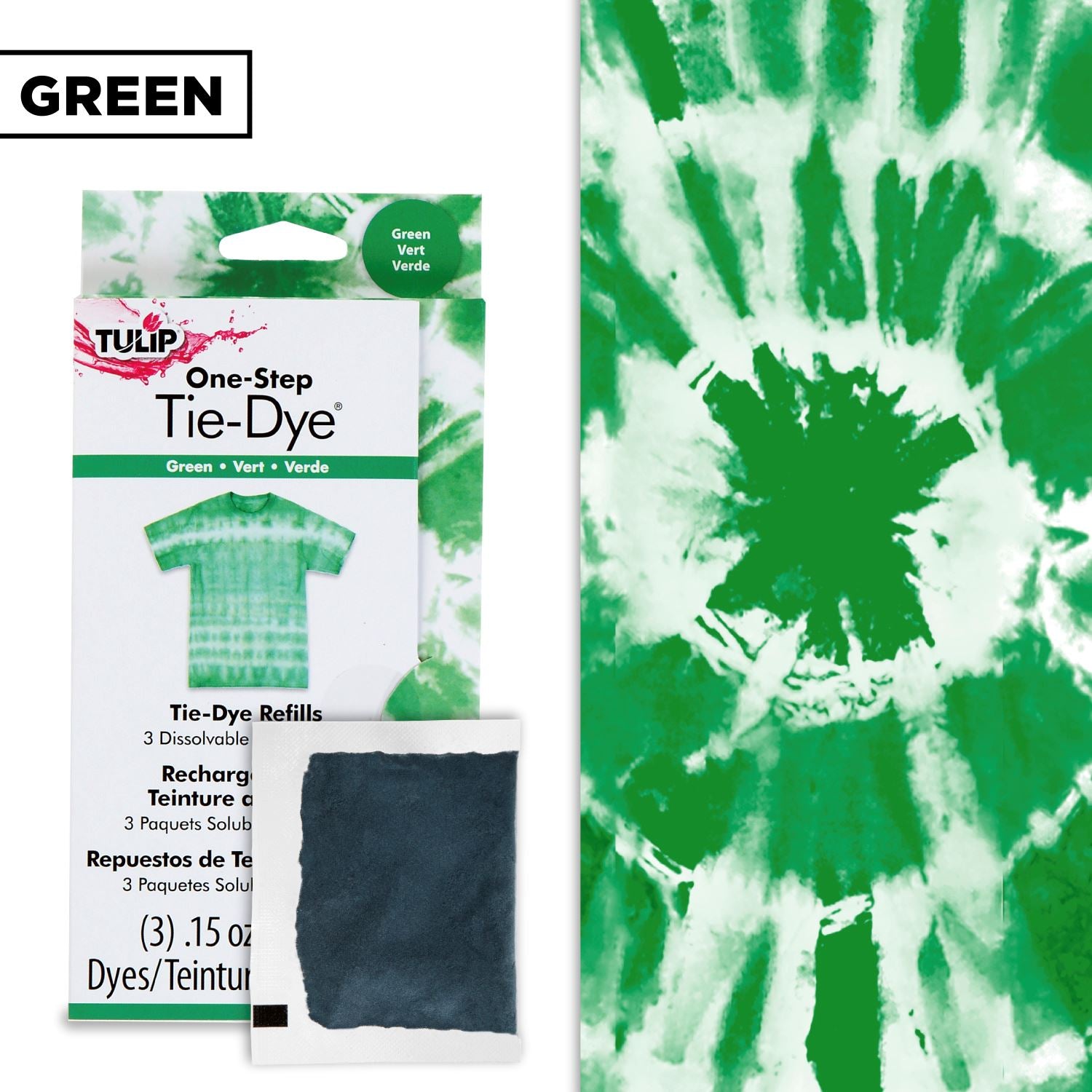 Tulip One-Step Tie-Dye Refills Green - 3