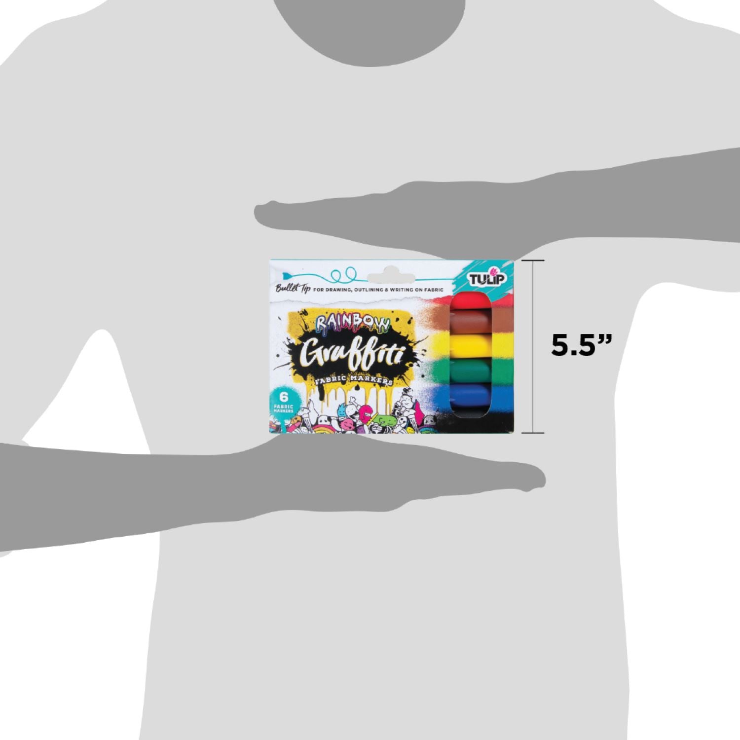 Tulip Graffiti Bullet-Tip Fabric Markers Rainbow 6 Pack - 8