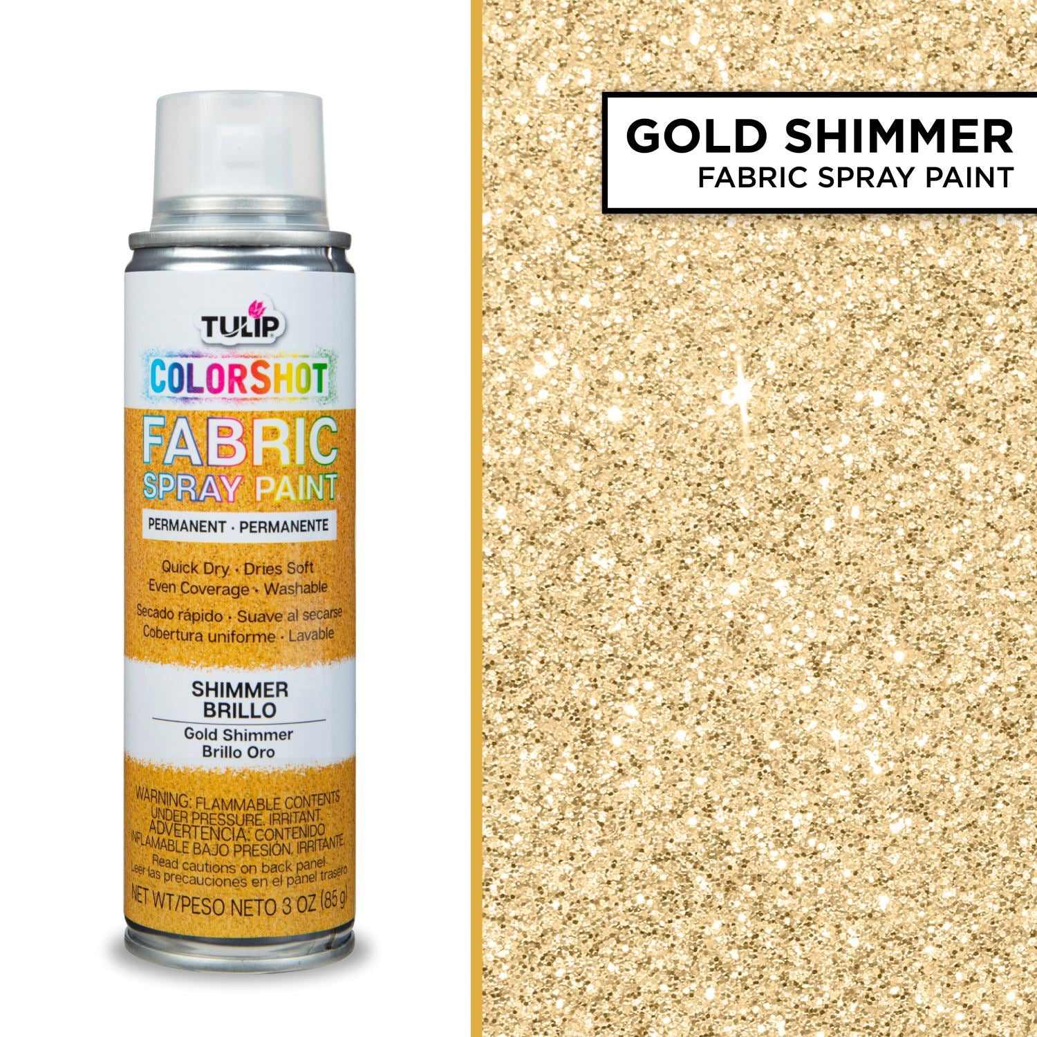 iLoveToCreate  Tulip Fabric Spray Paint Glistening Gold Glitter 4 fl. oz.