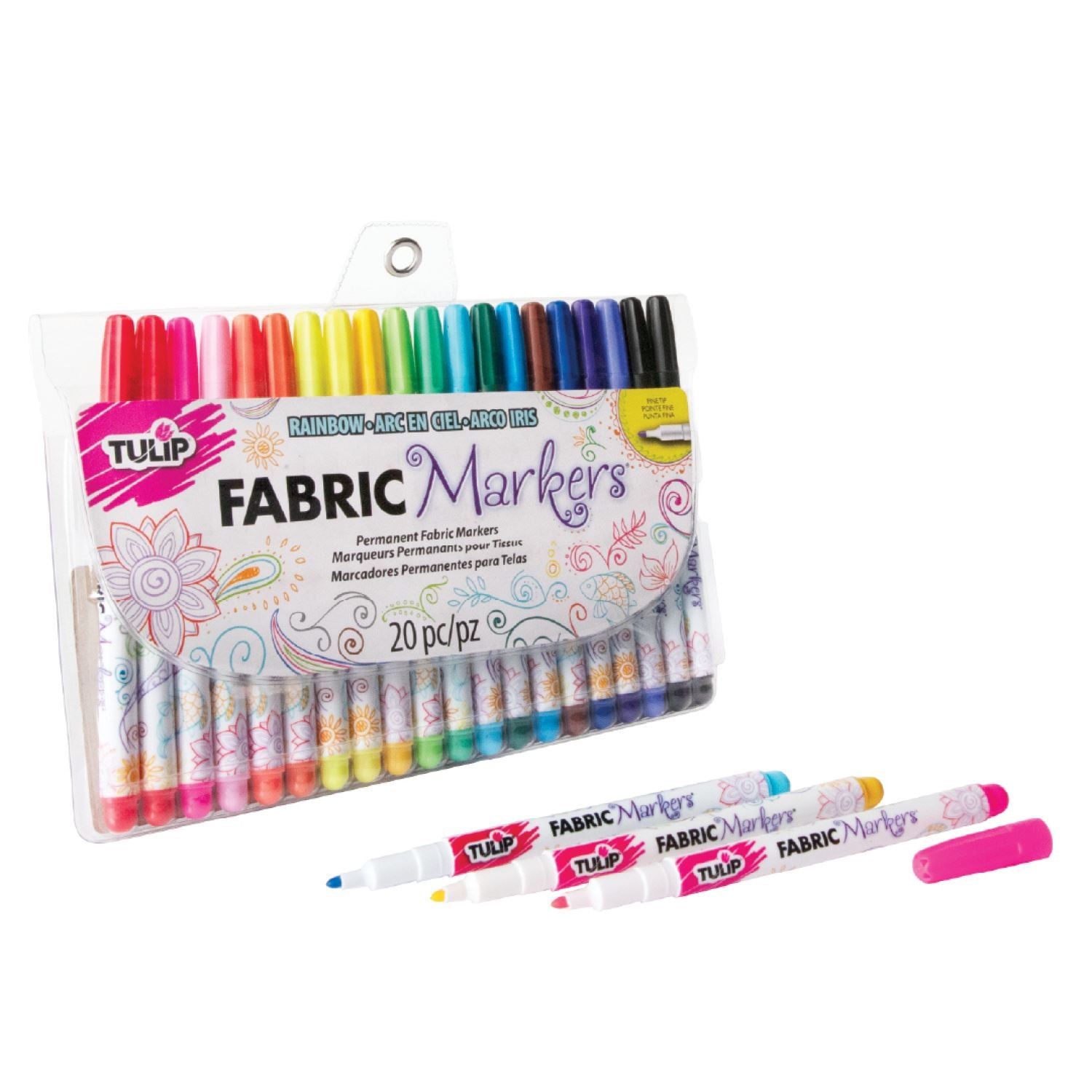 Tulip Fine-Tip Fabric Markers Rainbow 20 Pack - 1