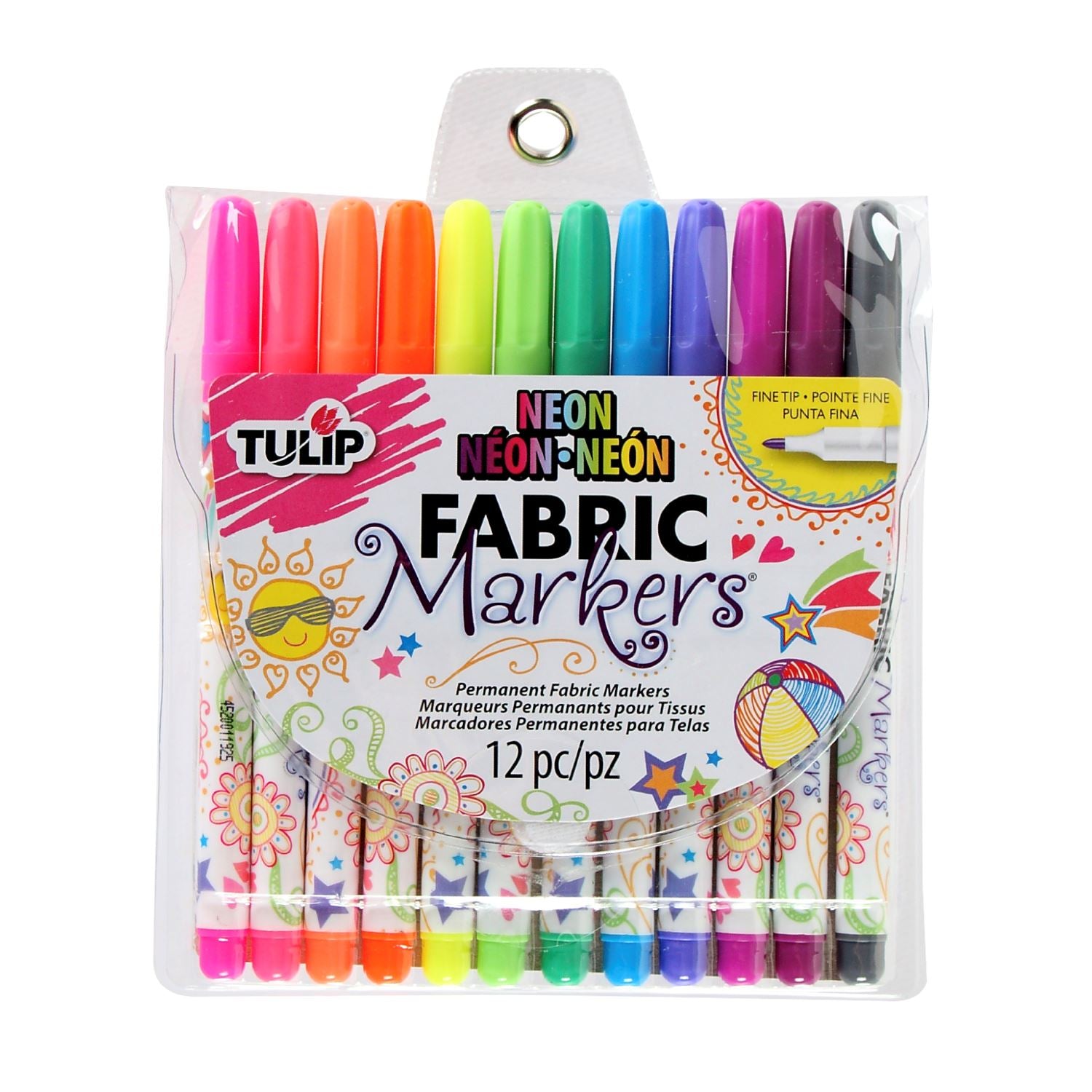 Tulip Fine-Tip  Fabric Markers Neon 12 Pack - 1
