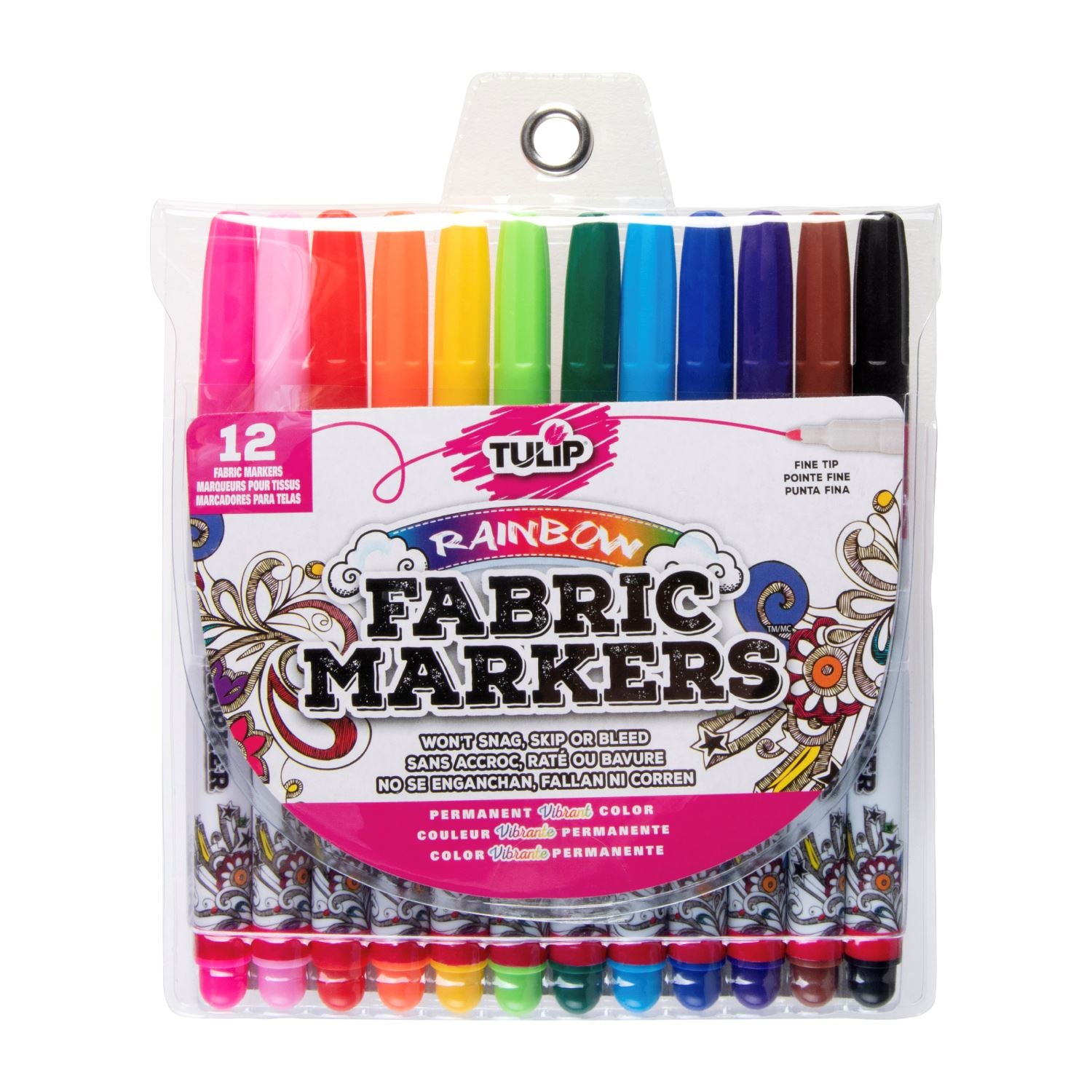 Tulip Fine-Tip Fabric Markers Rainbow 12 Pack - 1