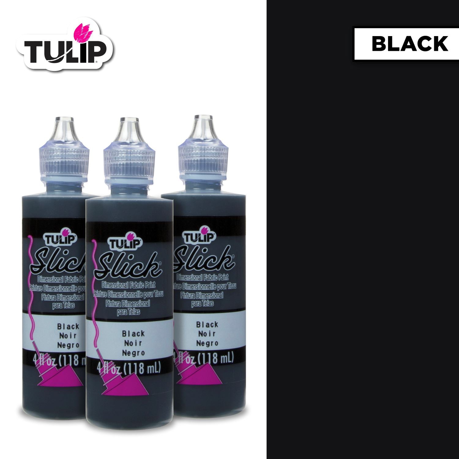 Tulip Puff Paint Slick Black 4 fl. oz. 3 Pack