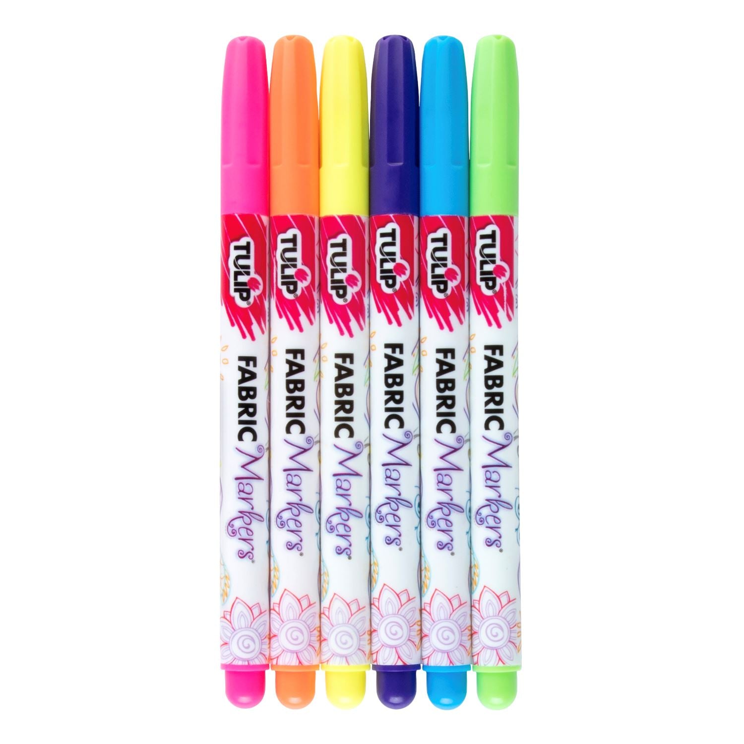 Tulip Fine-Tip  Fabric Markers Neon 6 Pack - 2