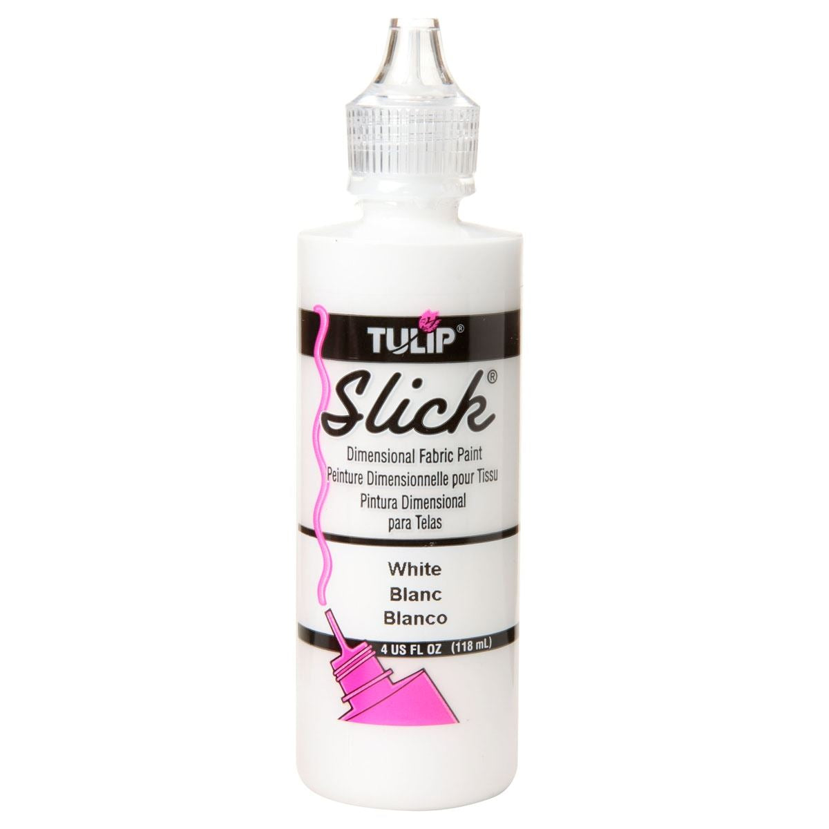Lot of 3 Tulip Slick White Dimensional Fabric Paint 4oz containers 371832
