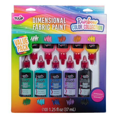 Tulip Dimensional Fabric Paint Rainbow Color Collection 1.25 fl oz 10 Pack