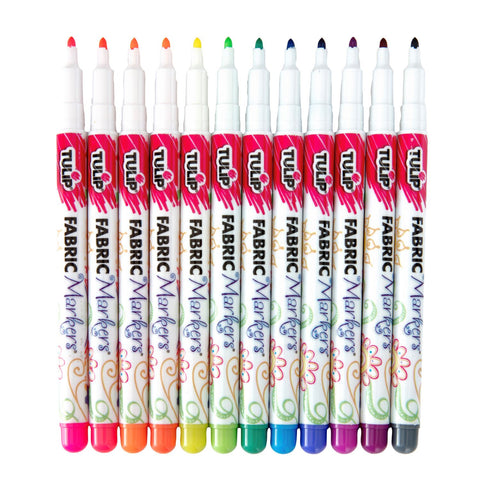 Tulip Fine-Tip  Fabric Markers Neon 12 Pack