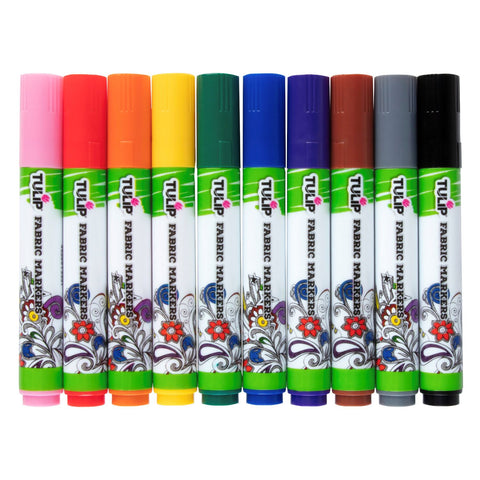 Tulip Brush-Tip Fabric Markers Rainbow 10 Pack